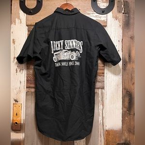 “Lucky sinners” black button down